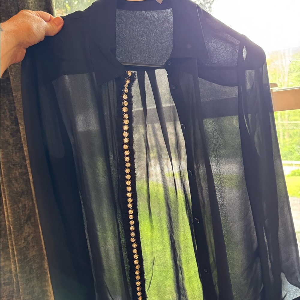 Alice + Olivia Black Sheer Blouse